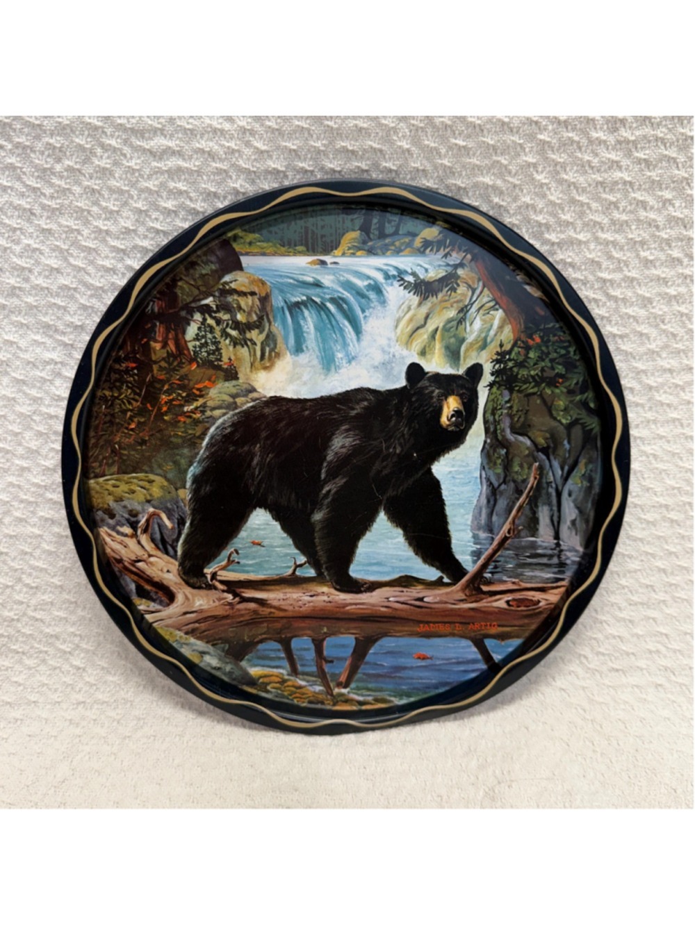 Vintage Black Bear Tin Tray, by James L. Artig